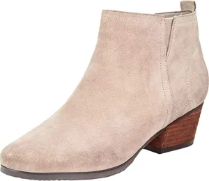 Aqua College Womens Isla Suede Block Heel Ankle Boots Taupe 9.5 Medium (B,M)