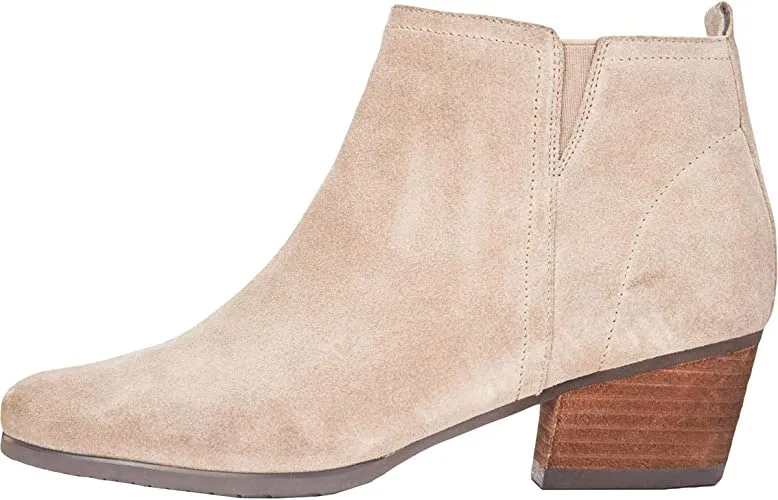 Aqua College Womens Isla Suede Block Heel Ankle Boots Taupe 9.5 Medium (B,M)