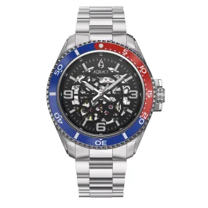 Aquacy Hei Matau Skeleton Watch 200M Black Dial Blue/Red Bezel Men's Automatic