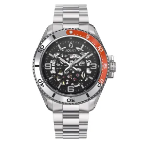 Aquacy Hei Matau Skeleton Watch 200M Black Dial Orange/Silver Bezel Men's Automatic