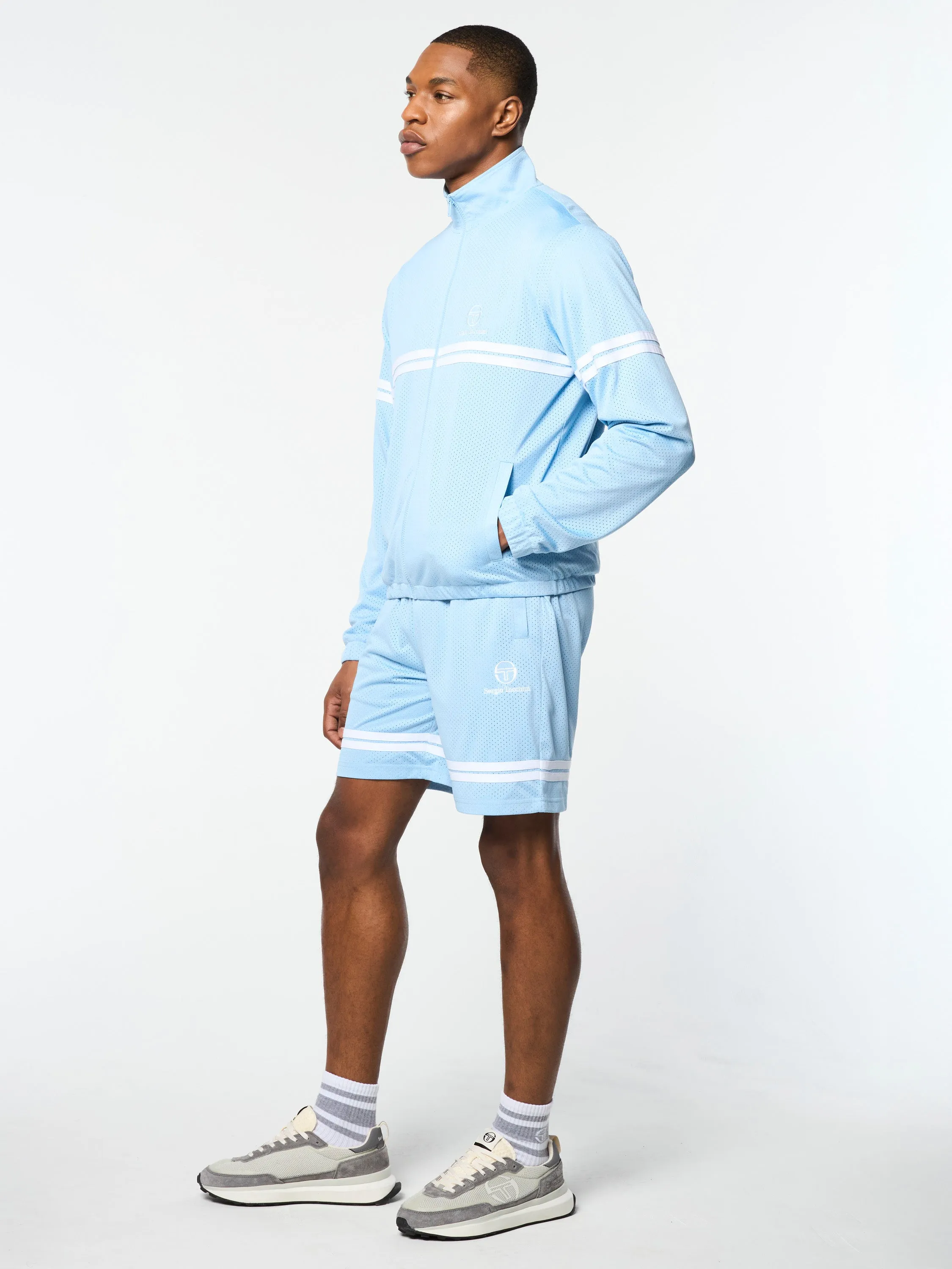 Arturo Mesh Track Jacket- Dutch Canal/ White