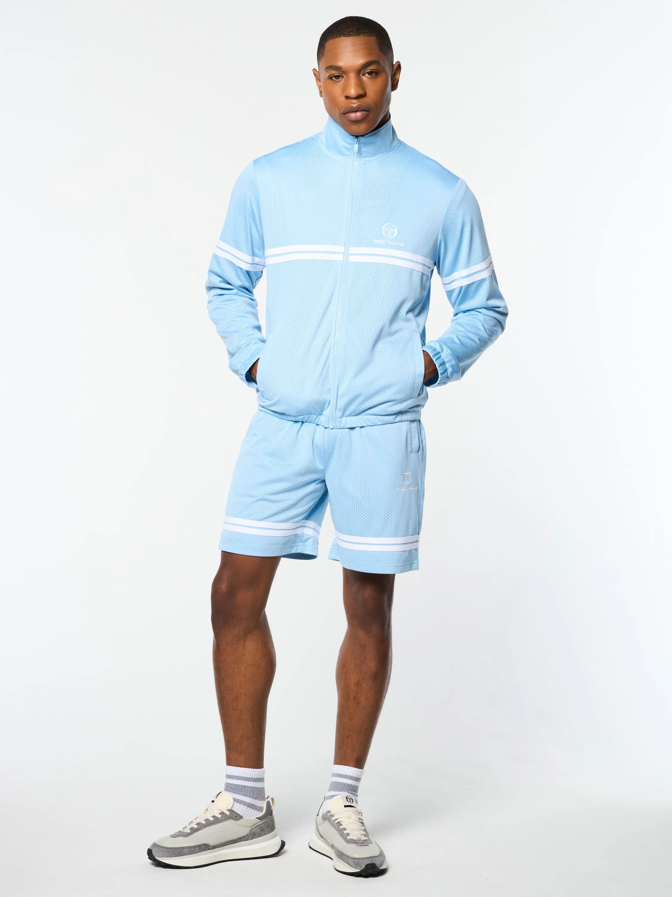 Arturo Mesh Track Jacket- Dutch Canal/ White