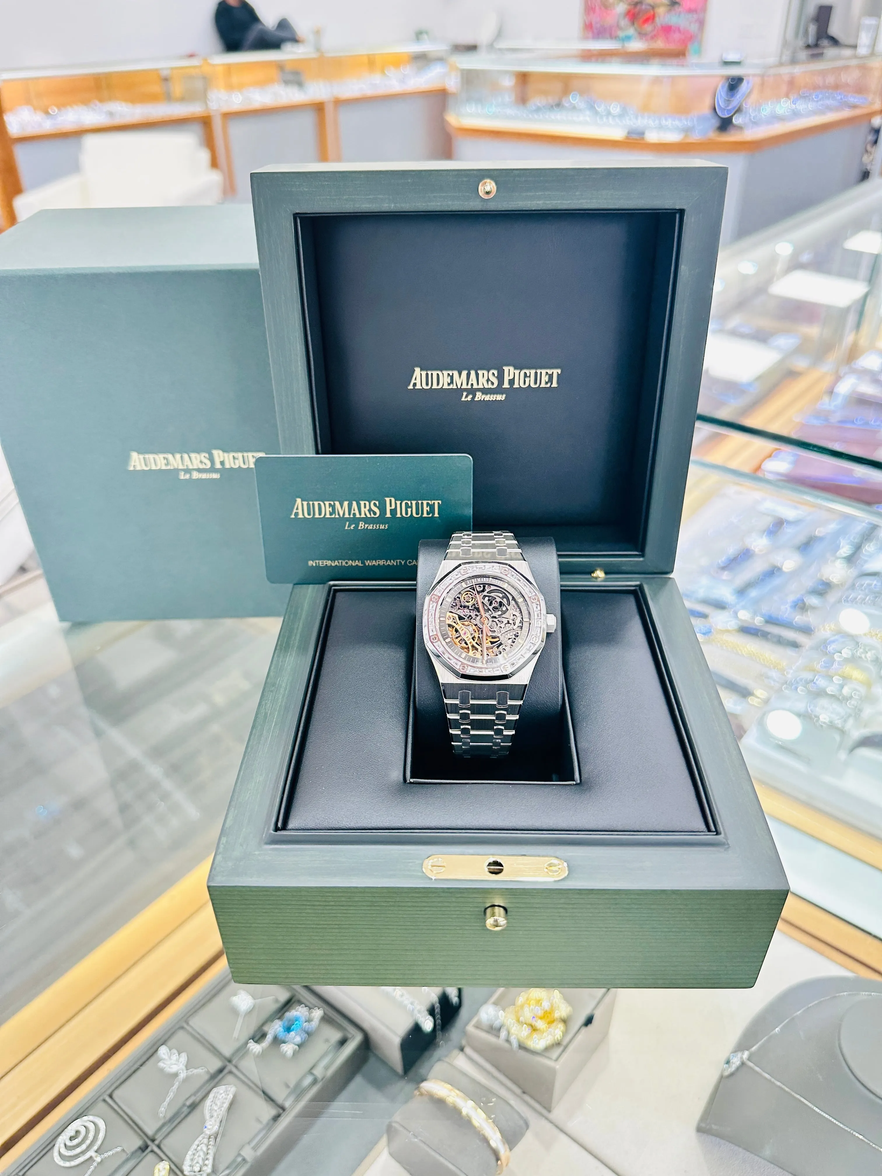 Audemars Piguet Royal Oak Double Balance Wheel Openwork White Gold Skeleton Factory Baguette Diamond Bezel 15412BC.ZZ.1220BC.01