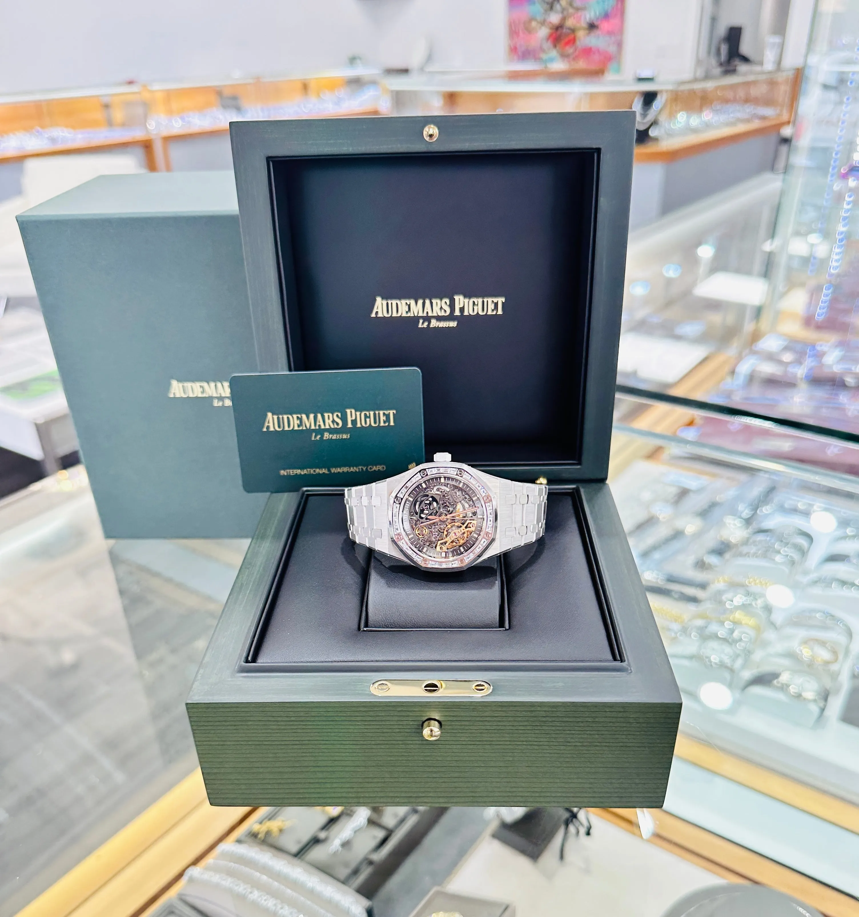 Audemars Piguet Royal Oak Double Balance Wheel Openwork White Gold Skeleton Factory Baguette Diamond Bezel 15412BC.ZZ.1220BC.01