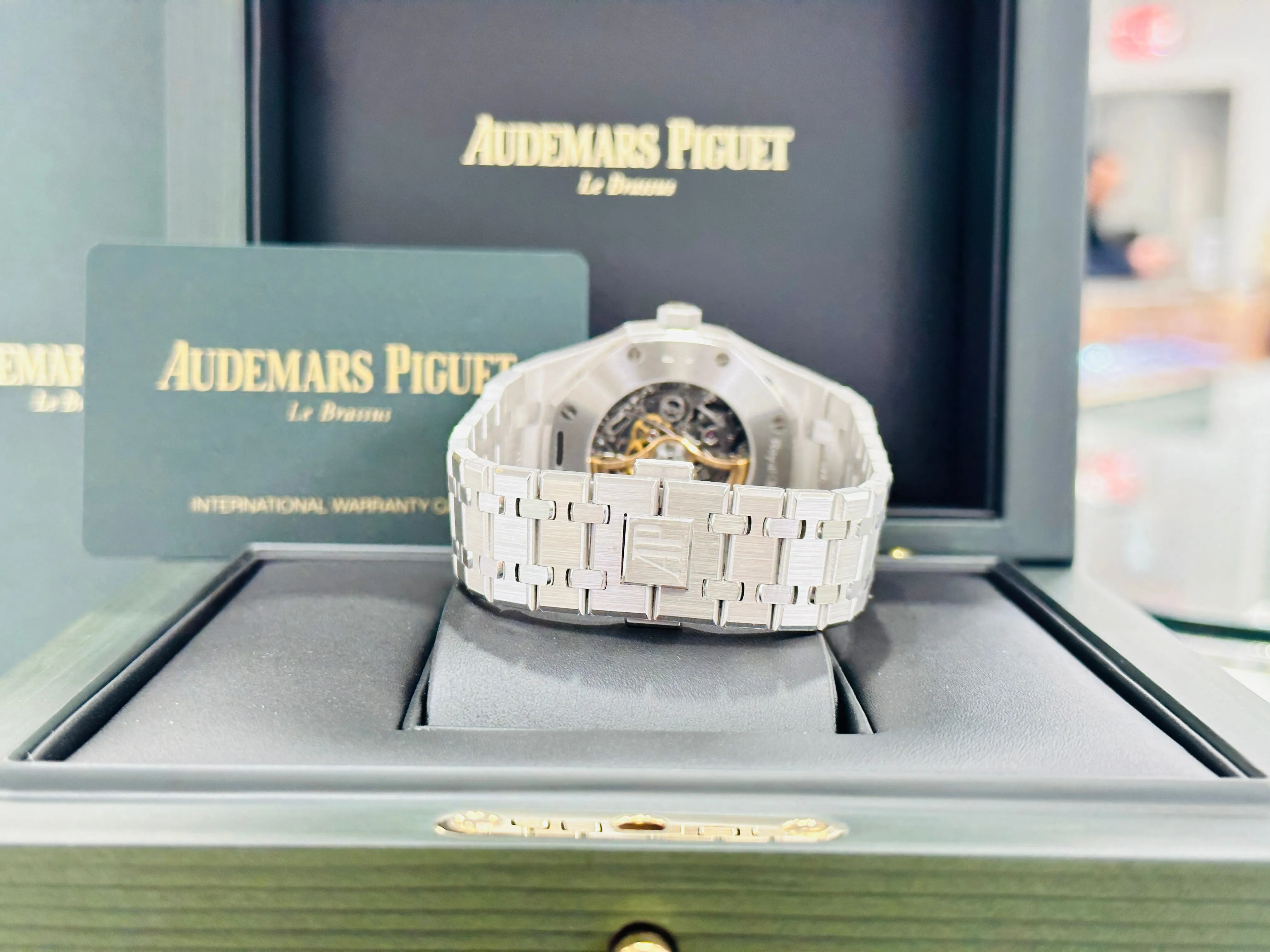 Audemars Piguet Royal Oak Double Balance Wheel Openwork White Gold Skeleton Factory Baguette Diamond Bezel 15412BC.ZZ.1220BC.01