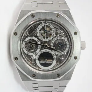AUDEMARS PIGUET ROYAL OAK SKELETON OPENWORKED PERPETUAL CALENDAR BOX & PAPERS 25829ST