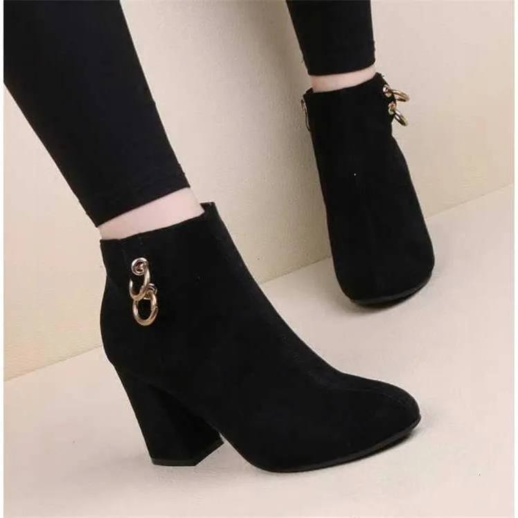 Autumn Winter Suede Casual Chelsea Boots Women's Fashion Ankle Boots Winter Plush Warm Women's Boots