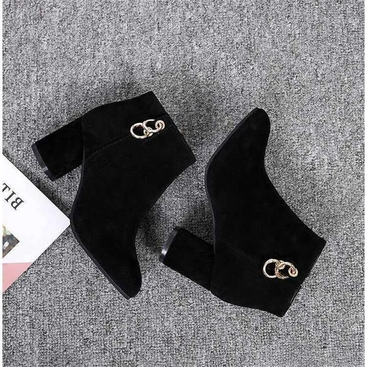 Autumn Winter Suede Casual Chelsea Boots Women's Fashion Ankle Boots Winter Plush Warm Women's Boots