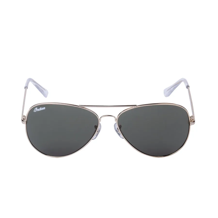 Aviator Sunglasses with Green Lens, Gold