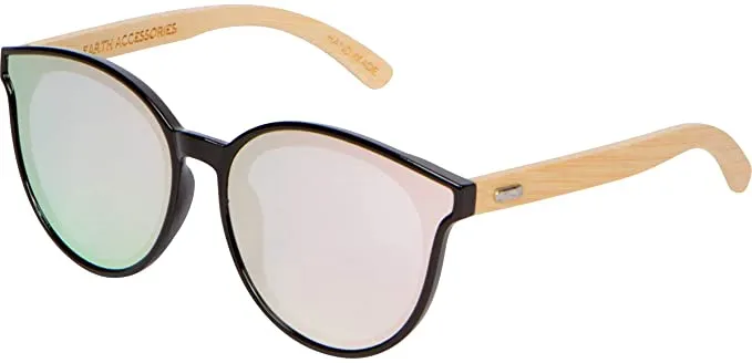 Bamboo Wood Sunglasses for Men and Women, Flat Rimmed Retro Wooden Sunglasses, Gray