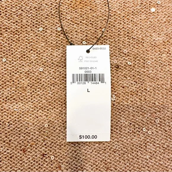 BANANA REPUBLIC WOMEN’S CAMEL ASYMMETRICAL SEQUIN SWEATER L
