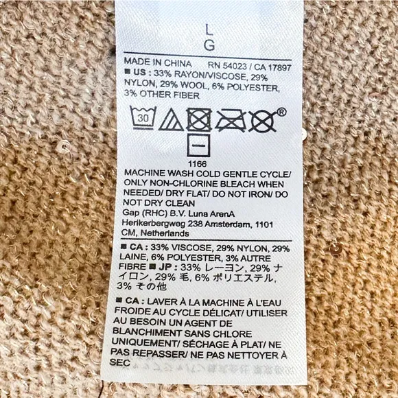 BANANA REPUBLIC WOMEN’S CAMEL ASYMMETRICAL SEQUIN SWEATER L