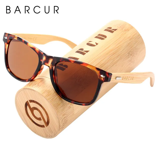 BARCUR Polarized Bamboo Wood Sunglasses, Blue Light Blocking Glasses,  UV400 Protection