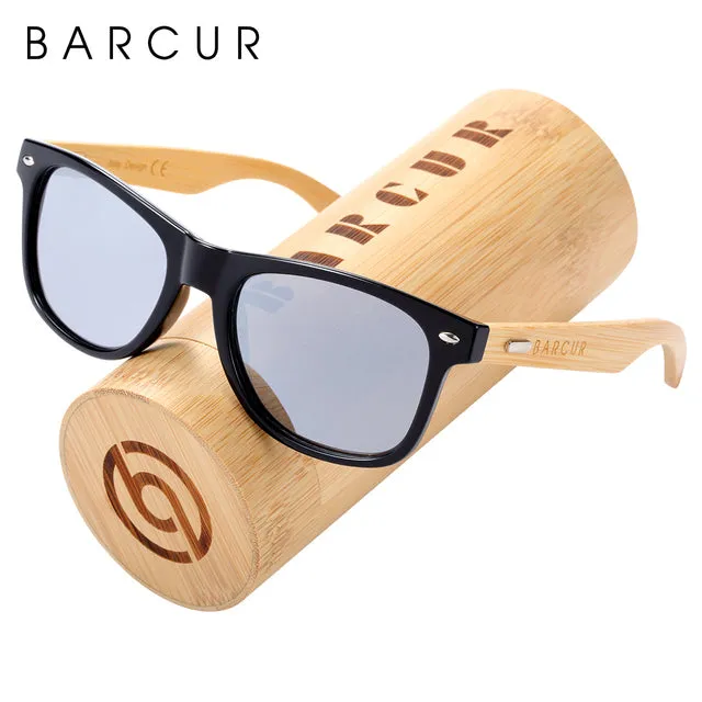 BARCUR Polarized Bamboo Wood Sunglasses, Blue Light Blocking Glasses,  UV400 Protection