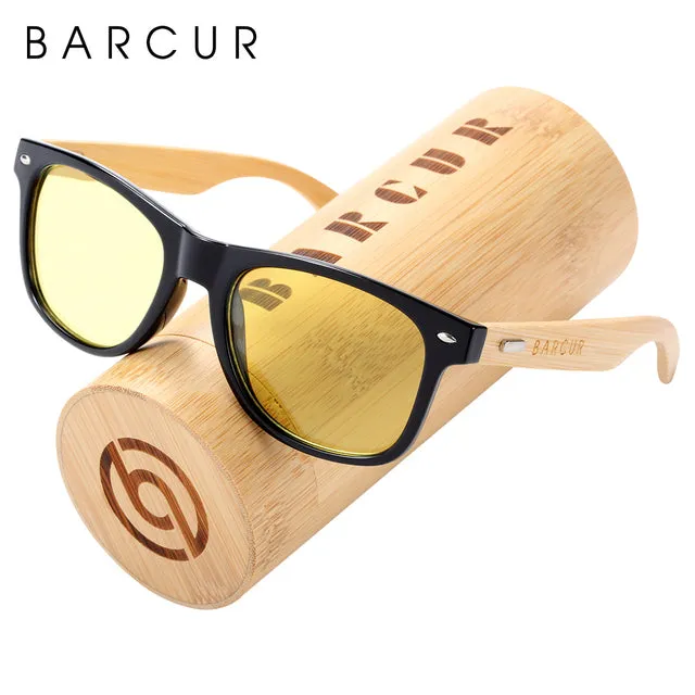 BARCUR Polarized Bamboo Wood Sunglasses, Blue Light Blocking Glasses,  UV400 Protection