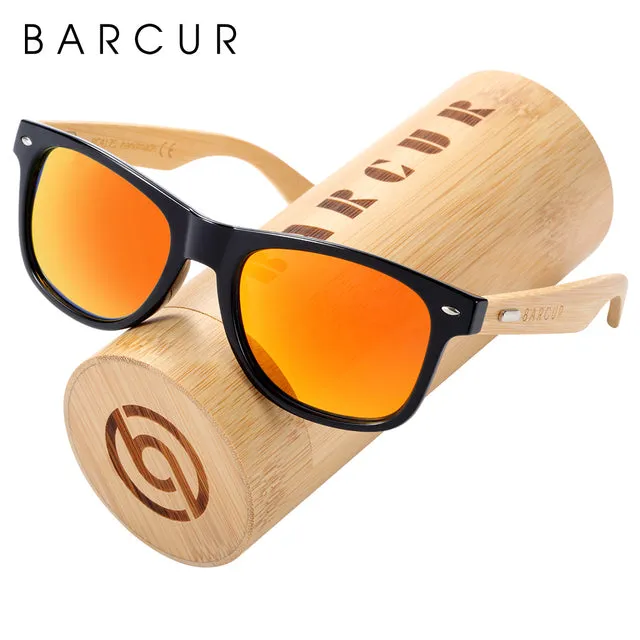 BARCUR Polarized Bamboo Wood Sunglasses, Blue Light Blocking Glasses,  UV400 Protection