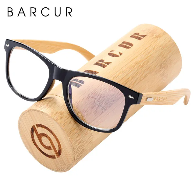 BARCUR Polarized Bamboo Wood Sunglasses, Blue Light Blocking Glasses,  UV400 Protection
