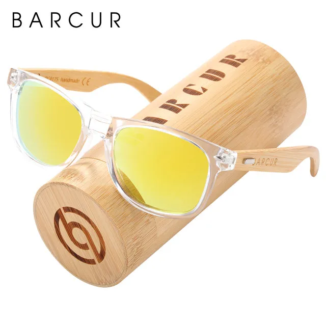 BARCUR Polarized Bamboo Wood Sunglasses, Blue Light Blocking Glasses,  UV400 Protection