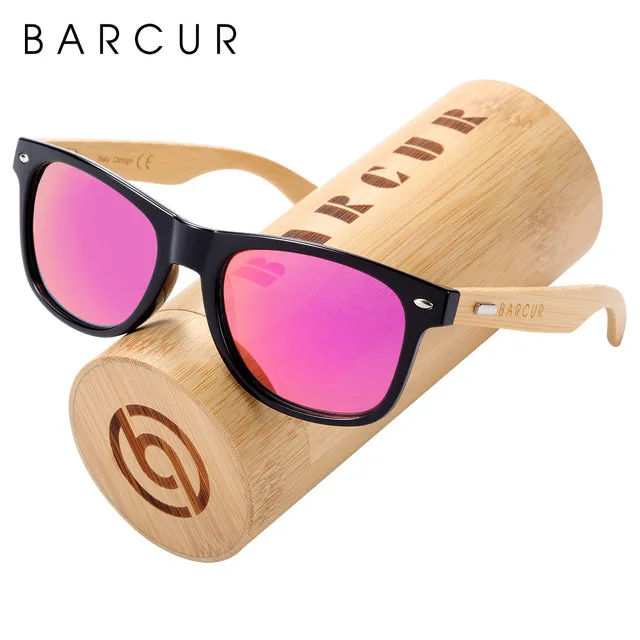 BARCUR Polarized Bamboo Wood Sunglasses, Blue Light Blocking Glasses,  UV400 Protection