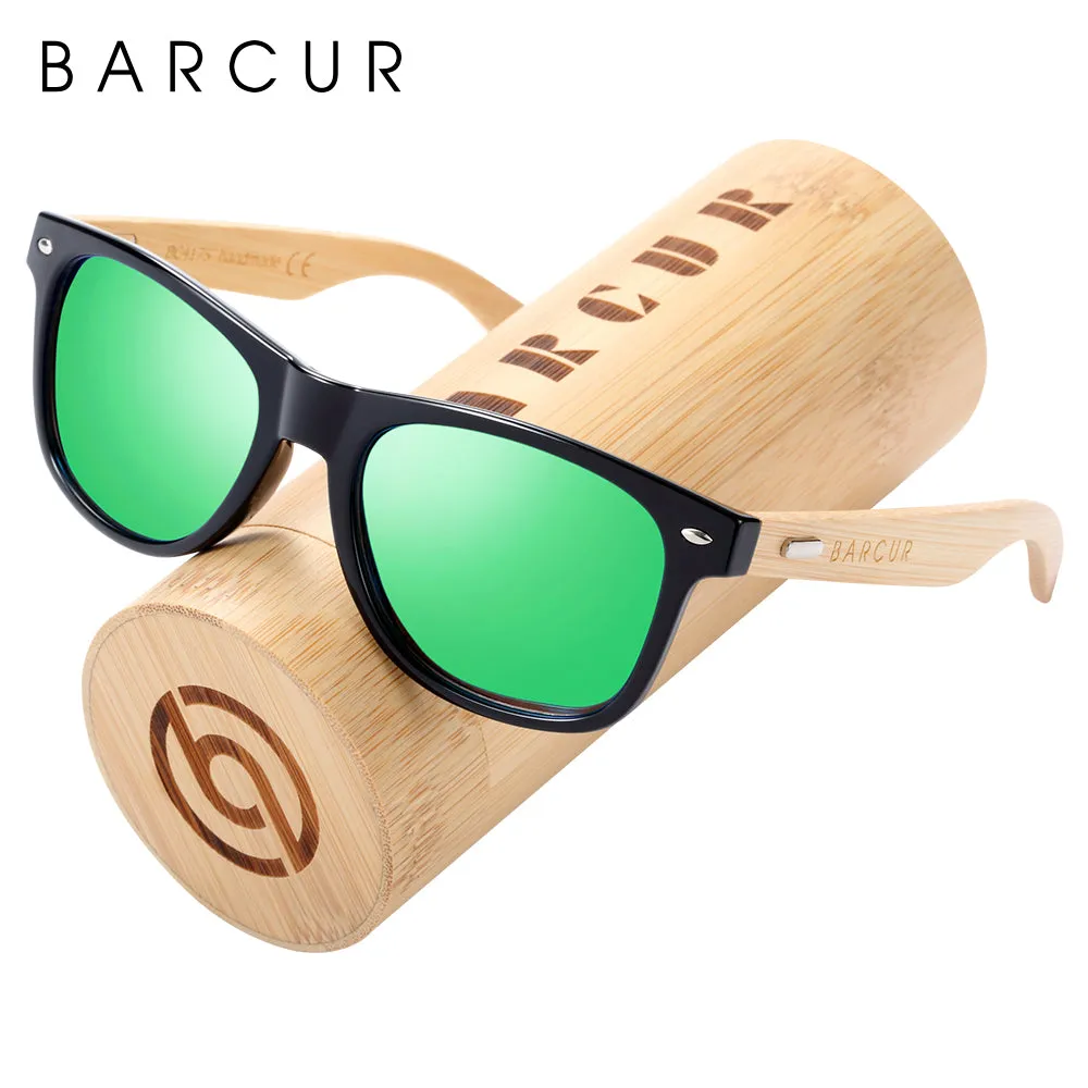 BARCUR Polarized Bamboo Wood Sunglasses, Blue Light Blocking Glasses,  UV400 Protection