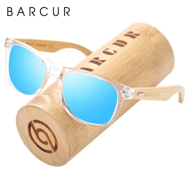 BARCUR Polarized Bamboo Wood Sunglasses, Blue Light Blocking Glasses,  UV400 Protection