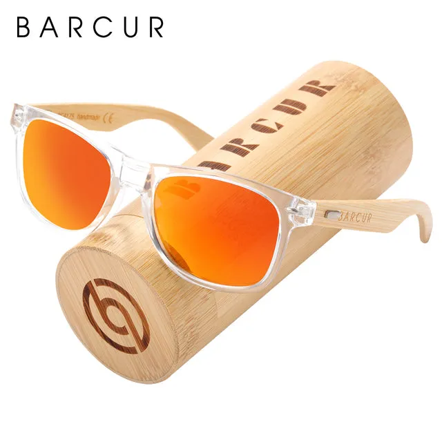 BARCUR Polarized Bamboo Wood Sunglasses, Blue Light Blocking Glasses,  UV400 Protection