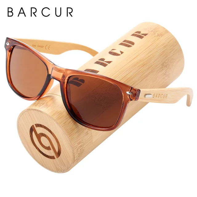 BARCUR Polarized Bamboo Wood Sunglasses, Blue Light Blocking Glasses,  UV400 Protection
