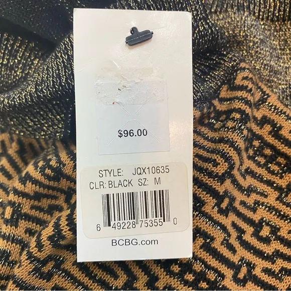 BCBG Maxazria Metallic Patterned Turtleneck Sweater