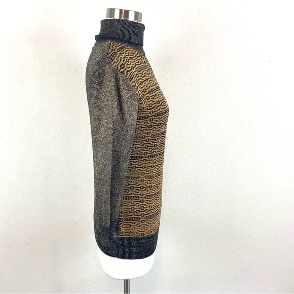 BCBG Maxazria Metallic Patterned Turtleneck Sweater