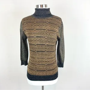 BCBG Maxazria Metallic Patterned Turtleneck Sweater