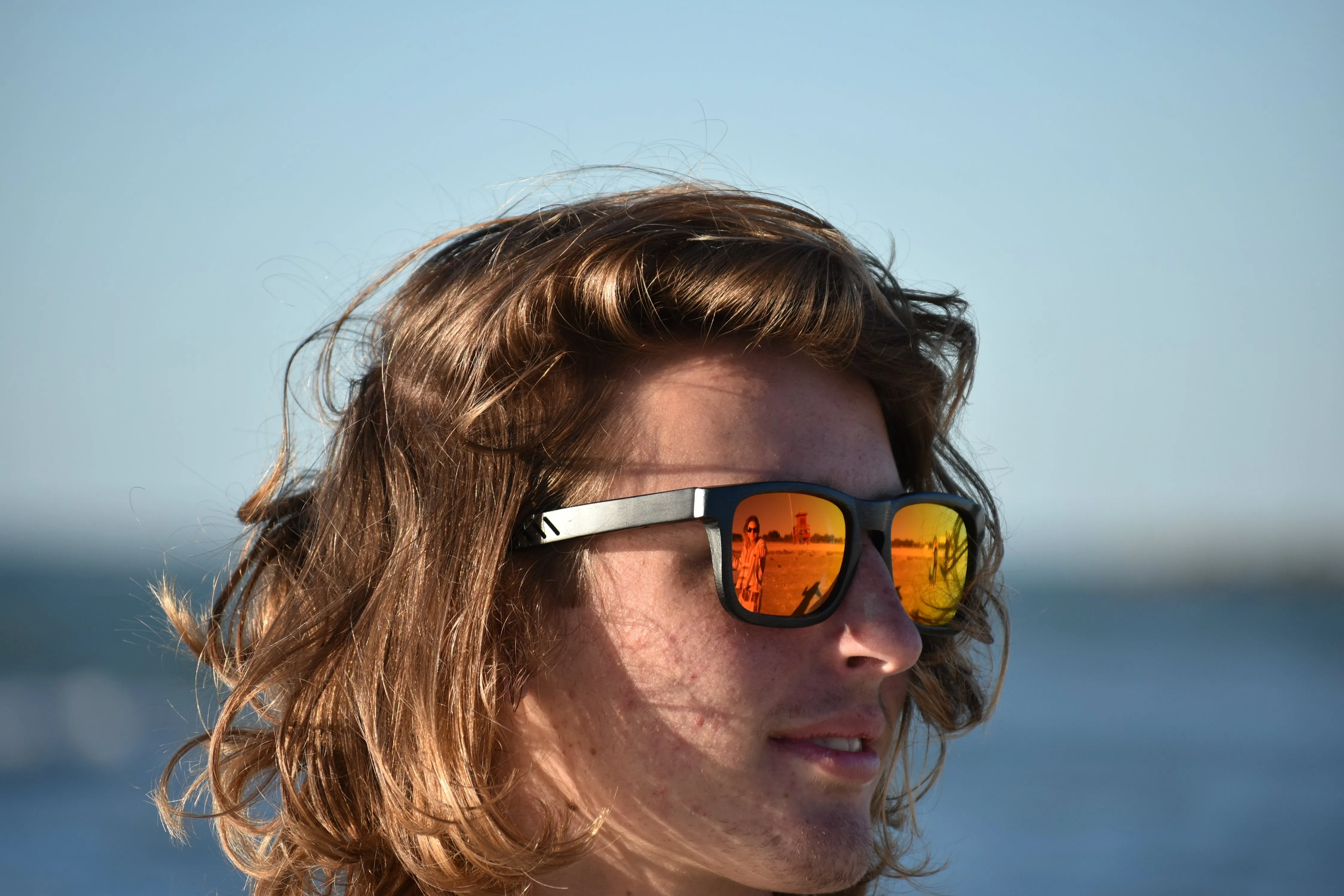 Black Bamboo Sunglasses With Red Lens - Georgia Edition