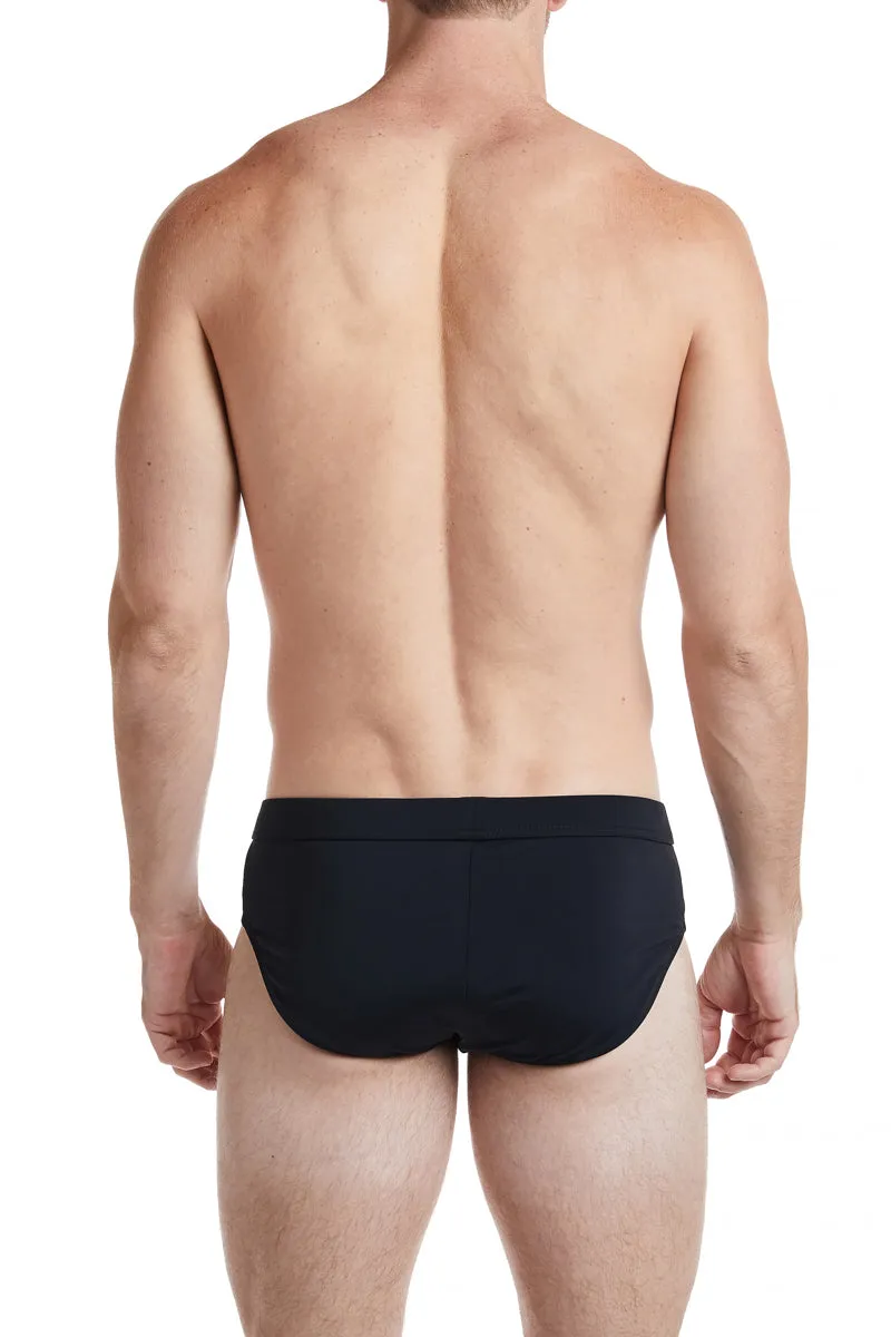 Black - CAMDEN Bikini Swim Brief with Cobalt Trim