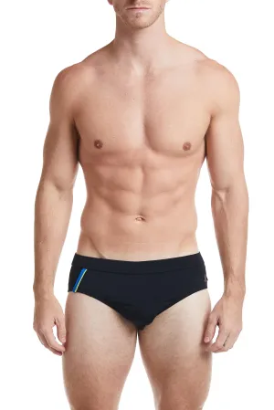 Black - CAMDEN Bikini Swim Brief with Cobalt Trim