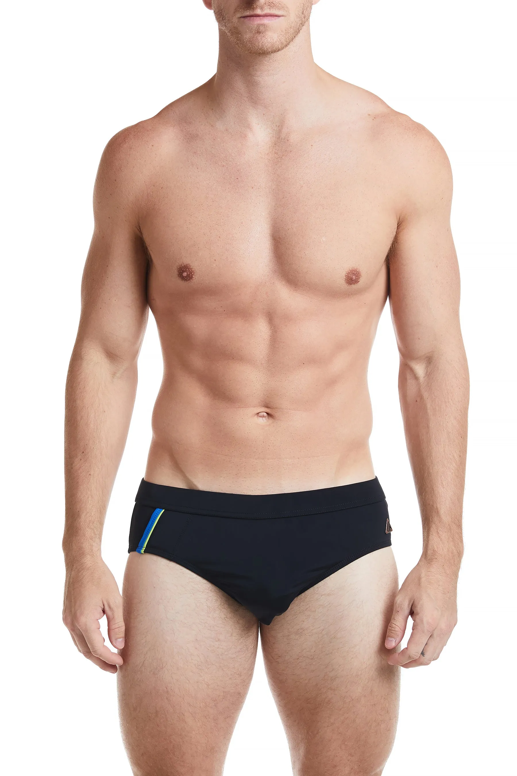 Black - CAMDEN Bikini Swim Brief with Cobalt Trim