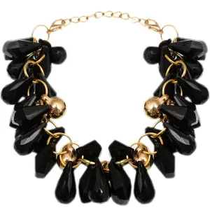 Black Goldtone Beaded Bracelet Earrings Set