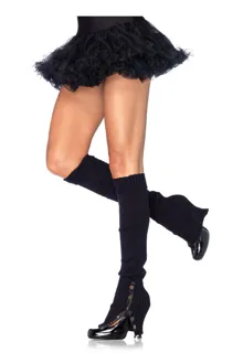 Black Leg Warmers with Button Side