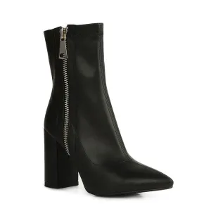 Black Pointed Toe High Ankle Boots