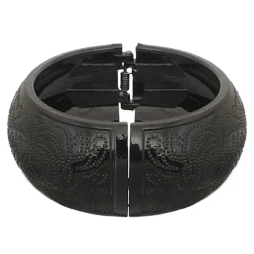 Black Swirl Needle Point Hinged Bracelet