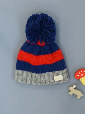 Blade & Rose Red & Blue striped bobble hat
