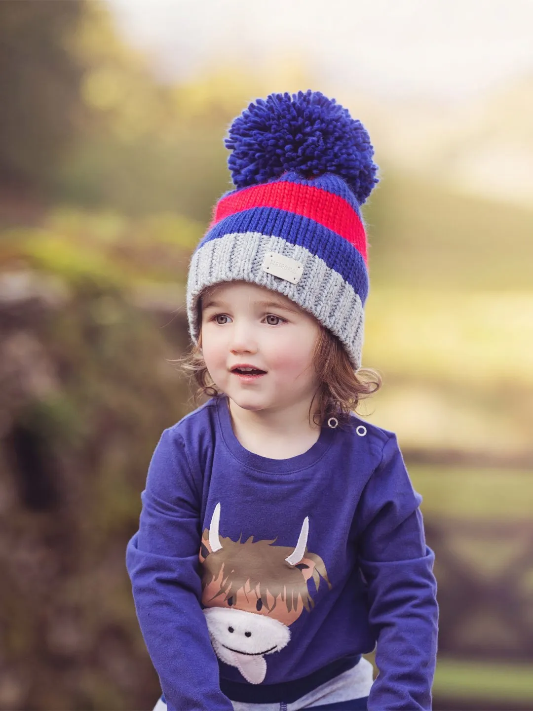 Blade & Rose Red & Blue striped bobble hat