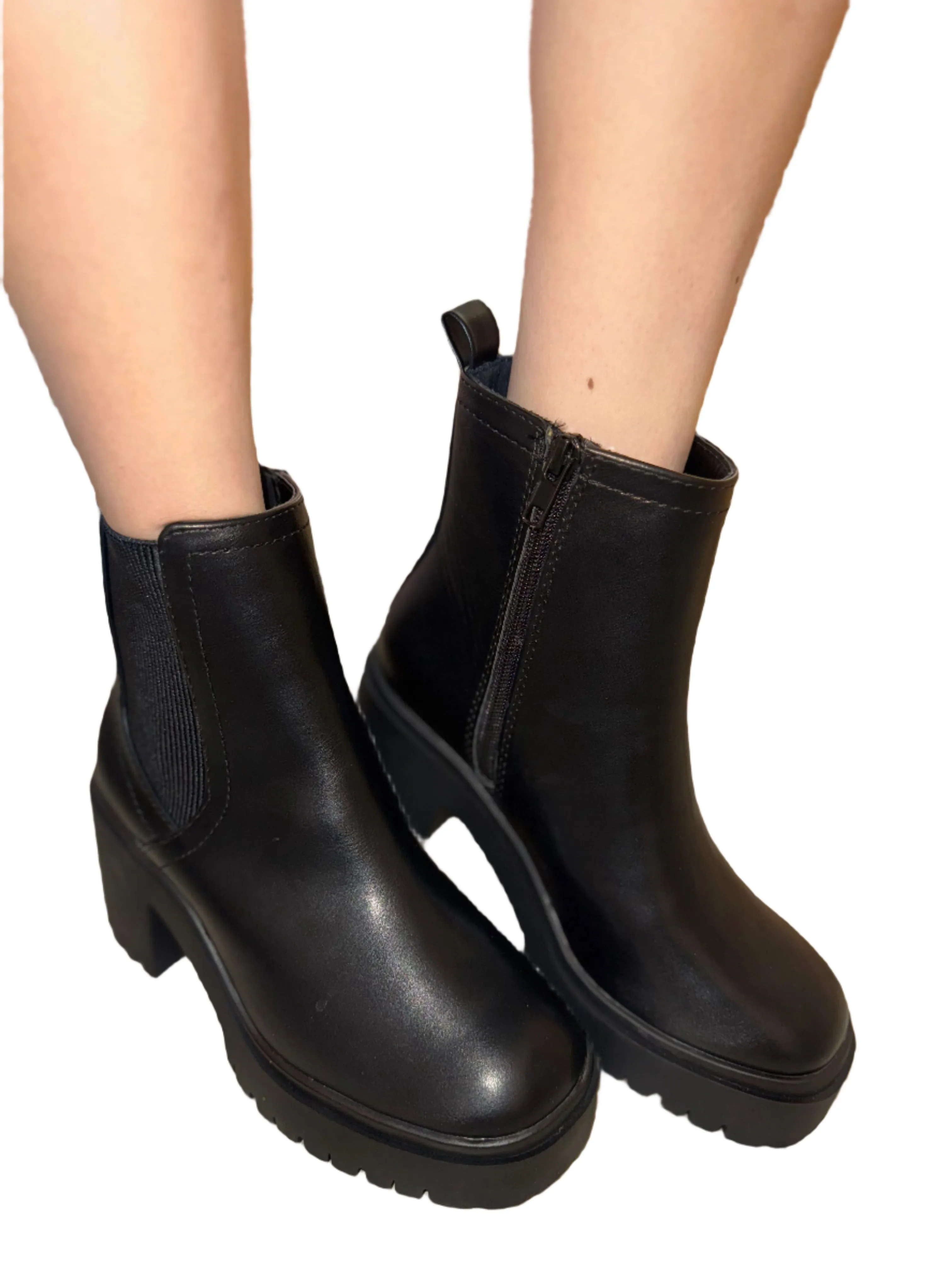 BLOCK HEEL ANKLE BOOT WITH SIDE ZIPPER WALRUS-S