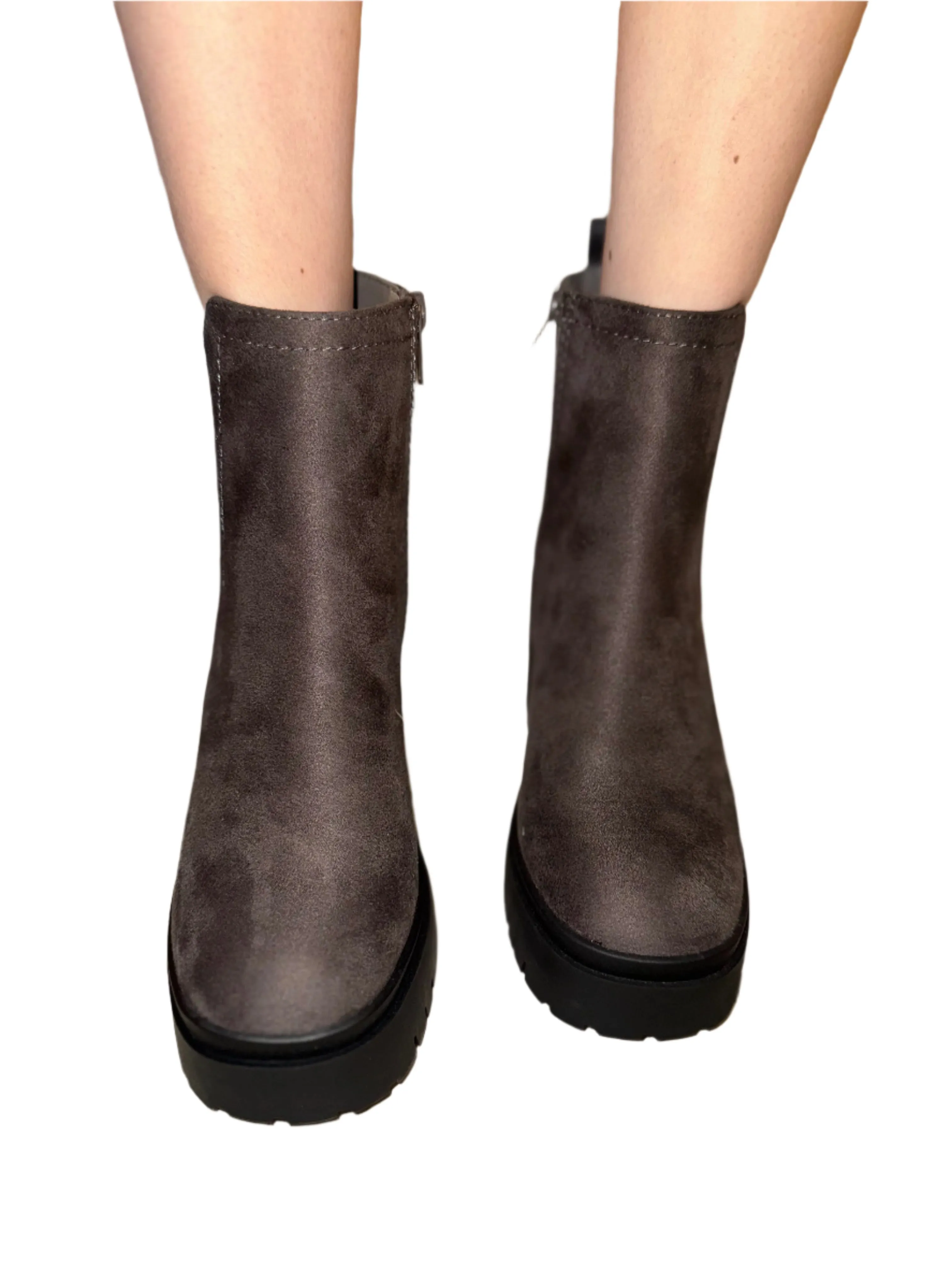 BLOCK HEEL ANKLE BOOT WITH SIDE ZIPPER WALRUS-S