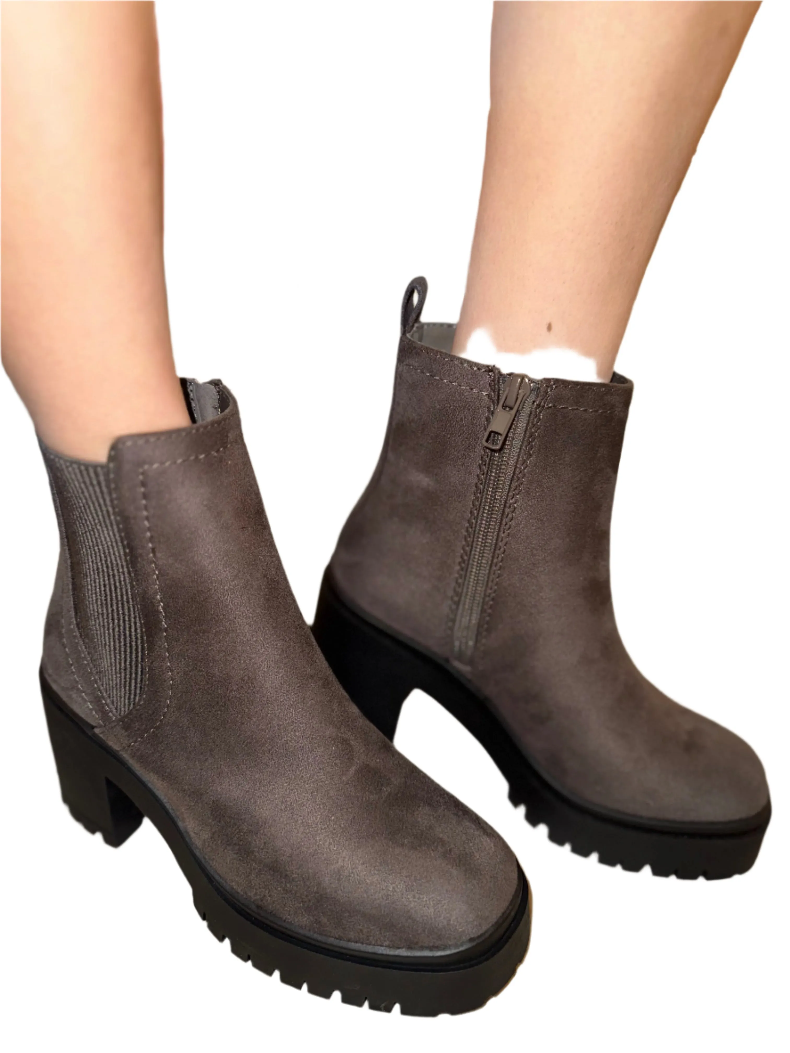 BLOCK HEEL ANKLE BOOT WITH SIDE ZIPPER WALRUS-S