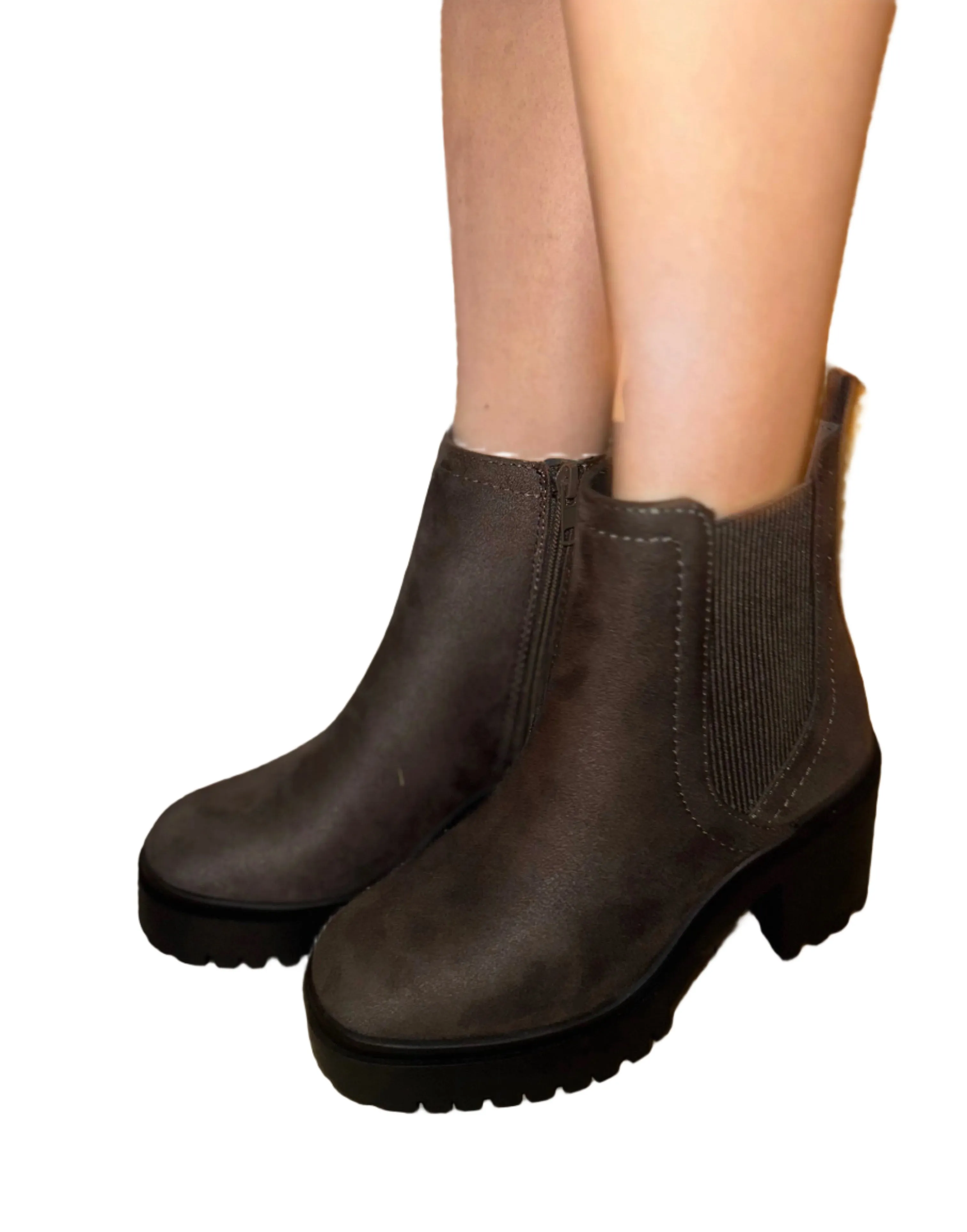 BLOCK HEEL ANKLE BOOT WITH SIDE ZIPPER WALRUS-S