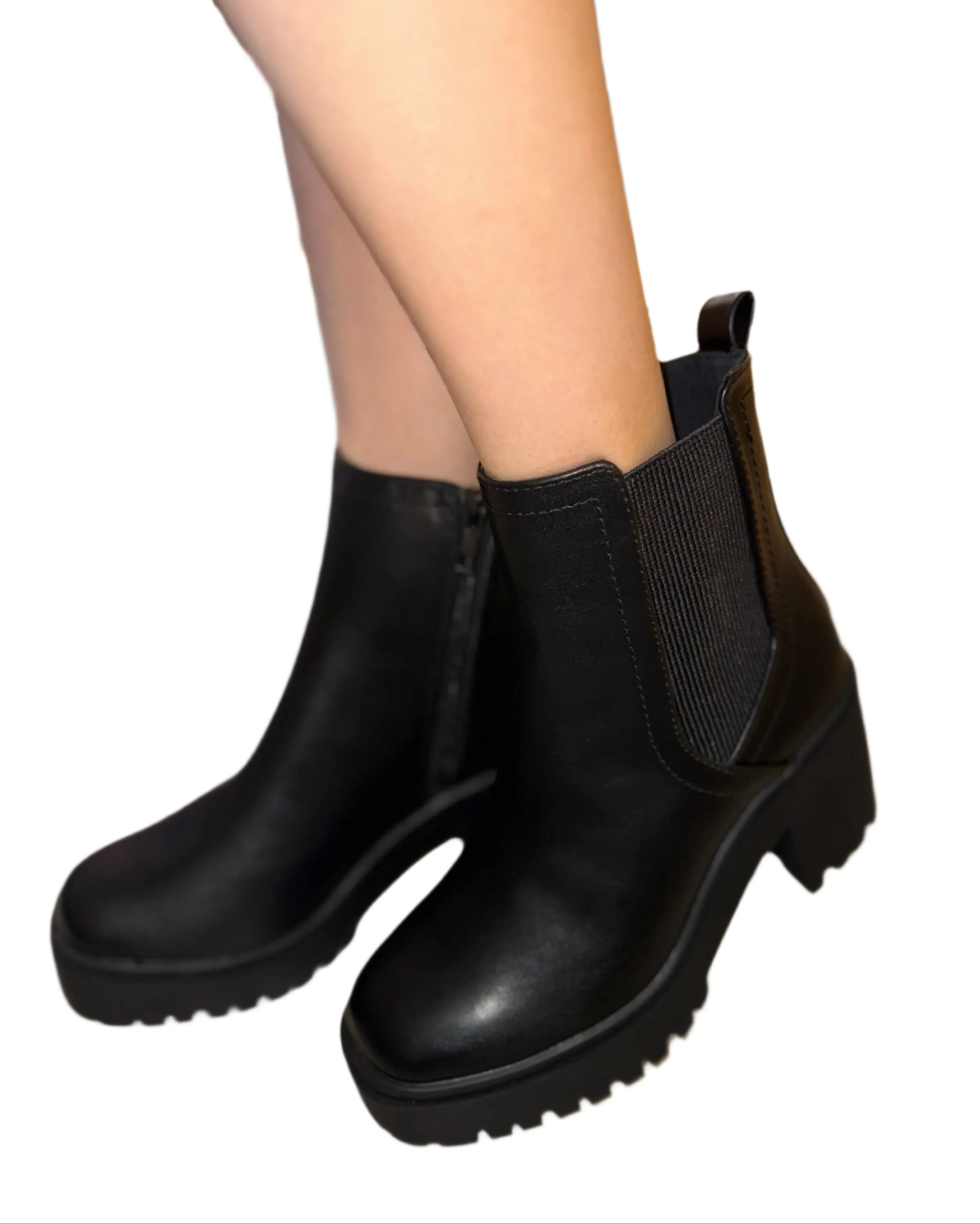 BLOCK HEEL ANKLE BOOT WITH SIDE ZIPPER WALRUS-S