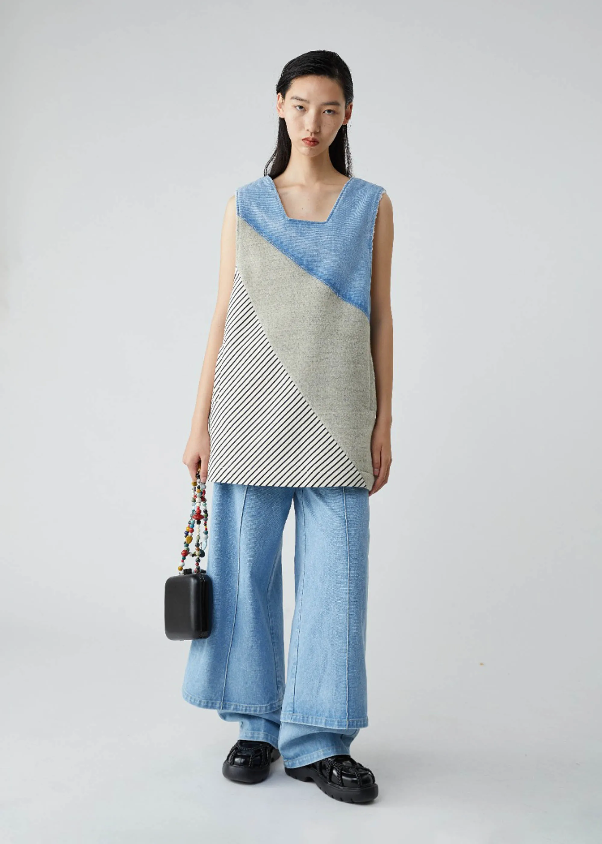 Blue Panelled Mini Dress