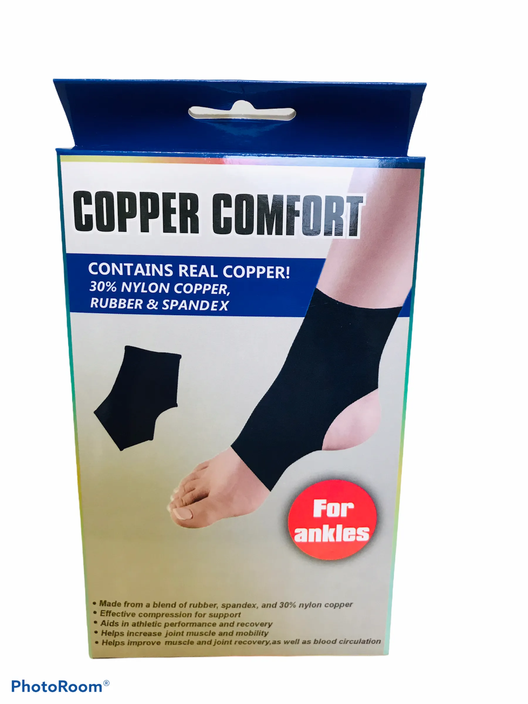 Brand new in package! Copper Comfort Ankle Effective compression for Support! Contains Real Copper! One Size Fits Most!