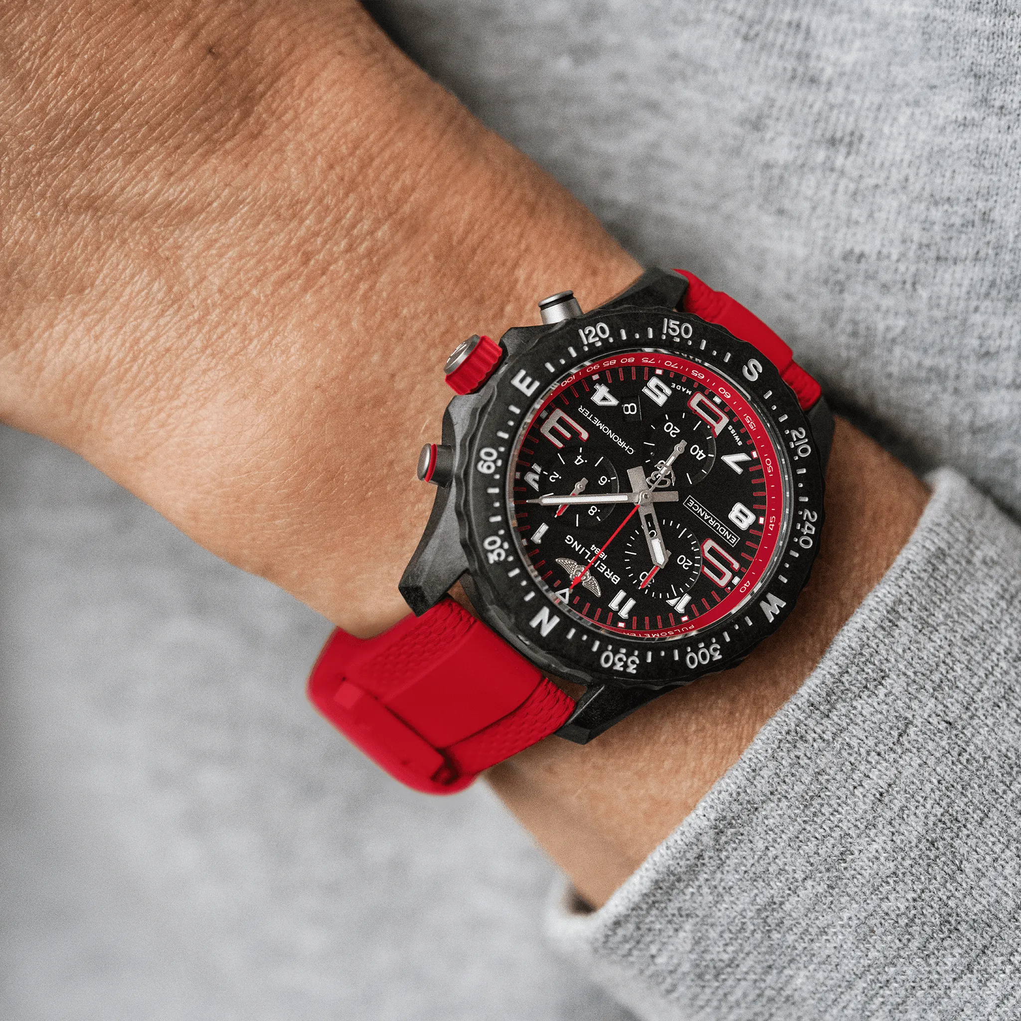Breitling Endurance Pro 38 Watch with Red Strap