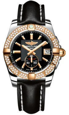 Breitling - Galactic 36 Automantic Steel-Rose Gold - Diamond Bezel - Leather Strap