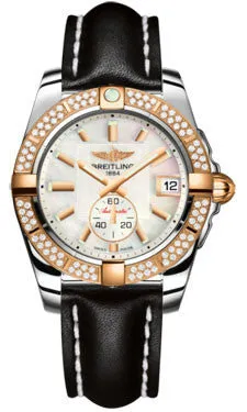 Breitling - Galactic 36 Automantic Steel-Rose Gold - Diamond Bezel - Leather Strap